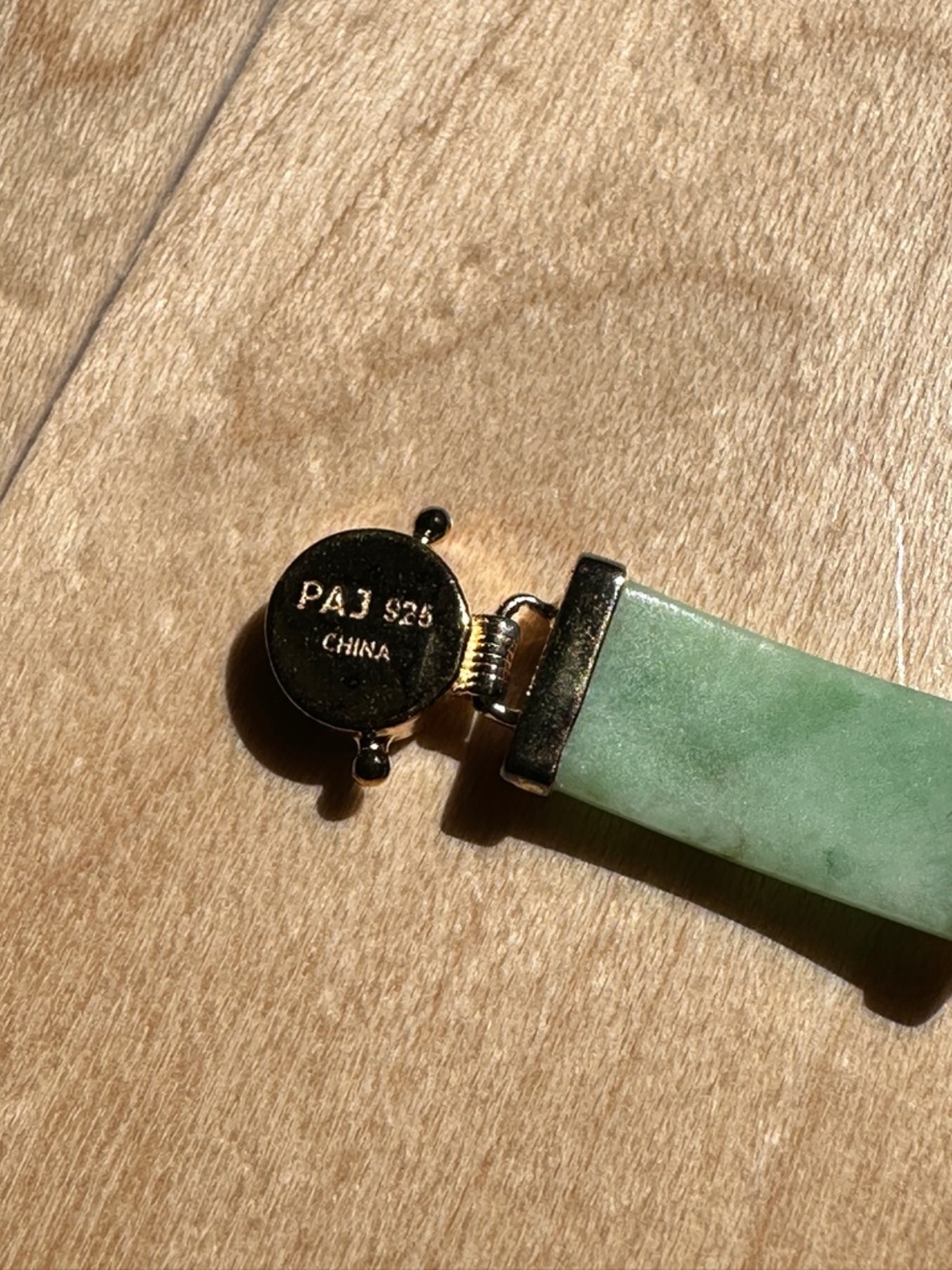Jade & 10k gold plate link bracelet by Paj - Picture 3 of 5